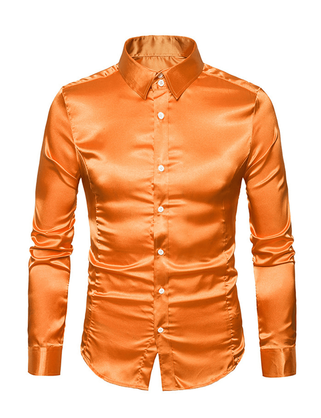 Levoire | Chemise Satin Brillant Homme Orange