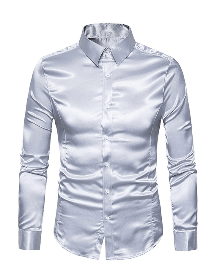 Levoire | Chemise Satin Brillant Homme Gris