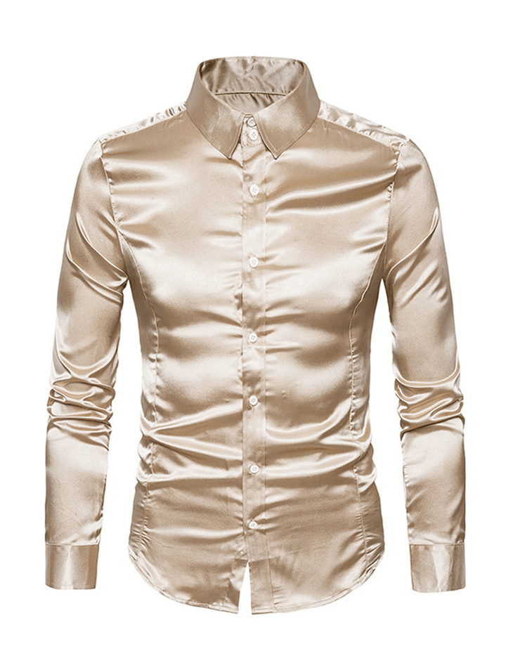 Levoire | Chemise Satin Brillant Homme Khaki