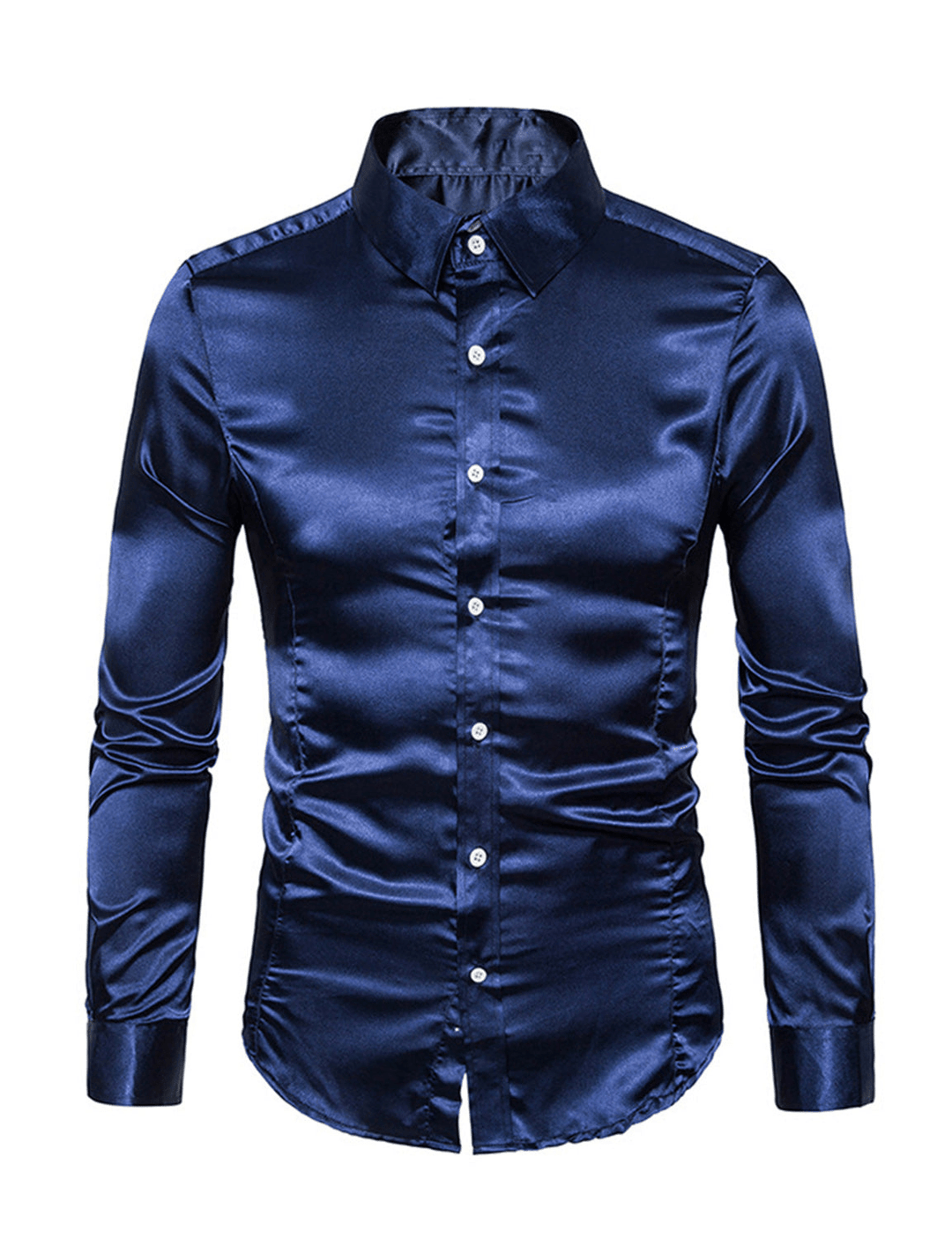 Levoire | Chemise Satin Brillant Homme Bleu