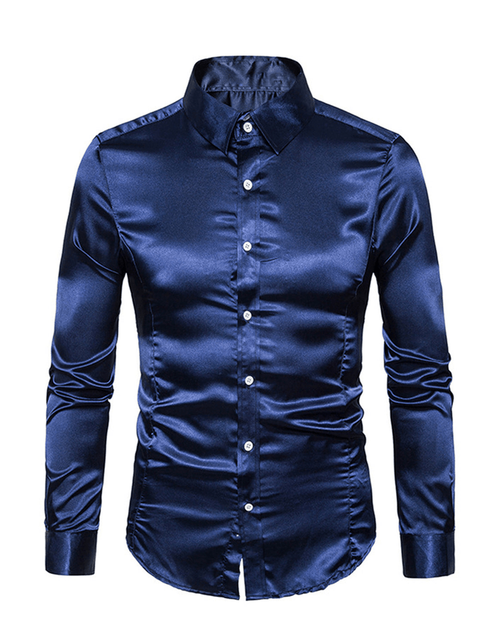 Levoire | Chemise Satin Brillant Homme Bleu