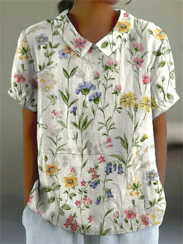 Levoire | Blouse Féminine Élégante Avec Motif Floral Blanc avec des fleurs