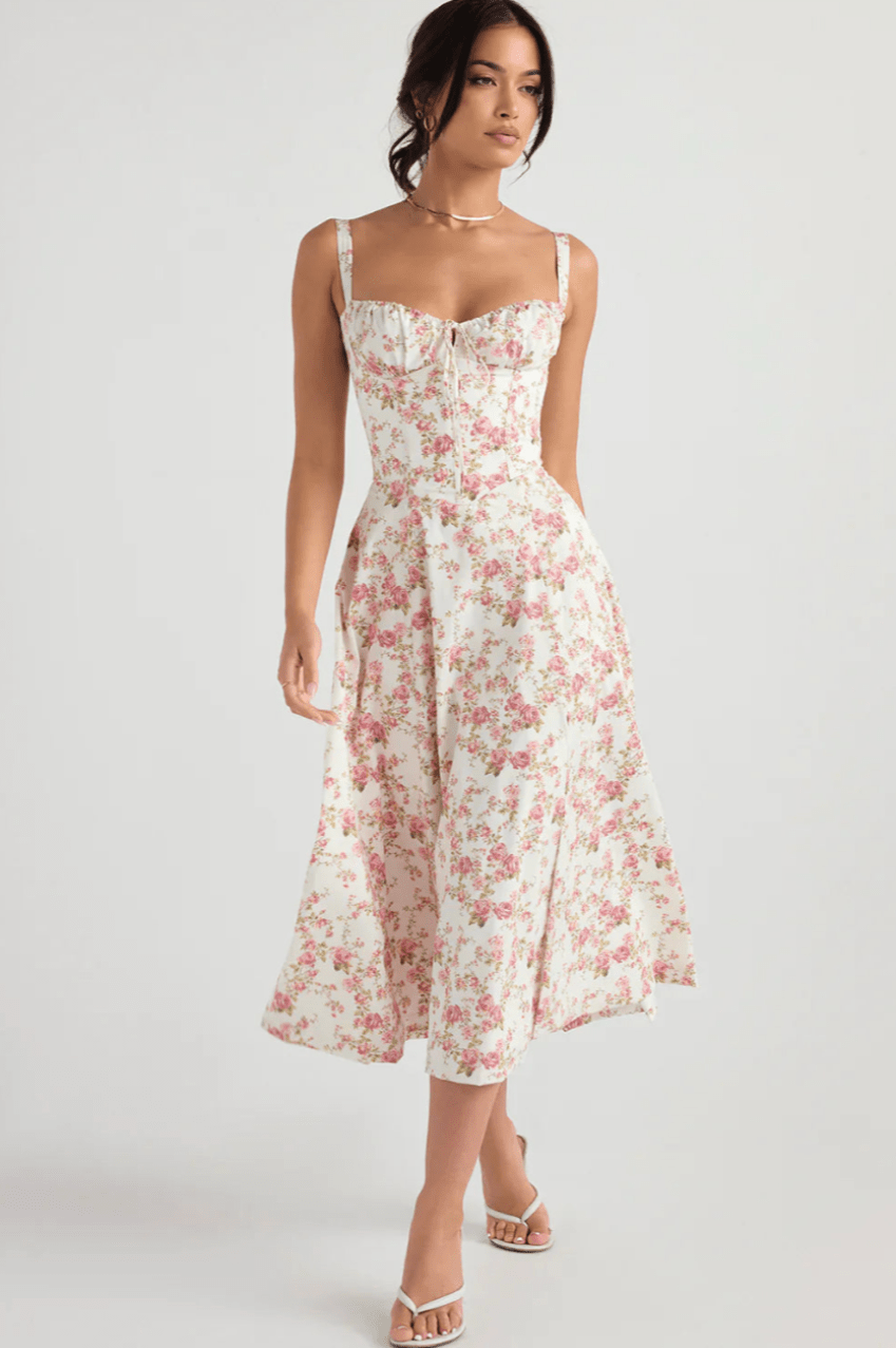 Levoire | Robe Midi Avec Fleurs Robe Femme Élégance & Confort