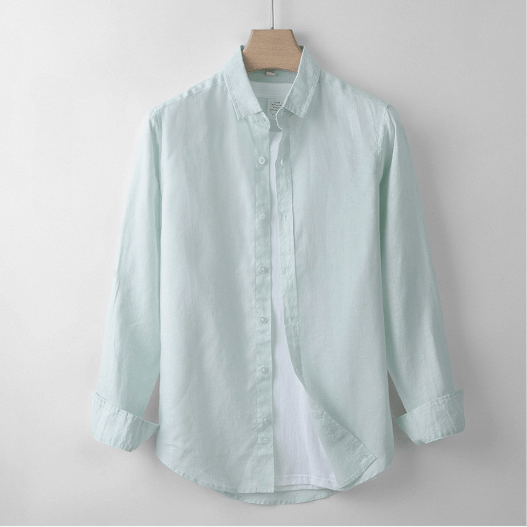 Levoire | Chemise En Lin Respirant Avec Patte De Boutonnage Vert menthe