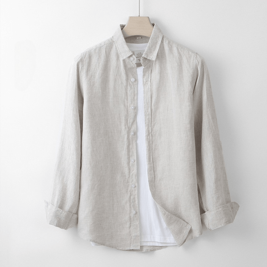Levoire | Chemise En Lin Respirant Avec Patte De Boutonnage Beige