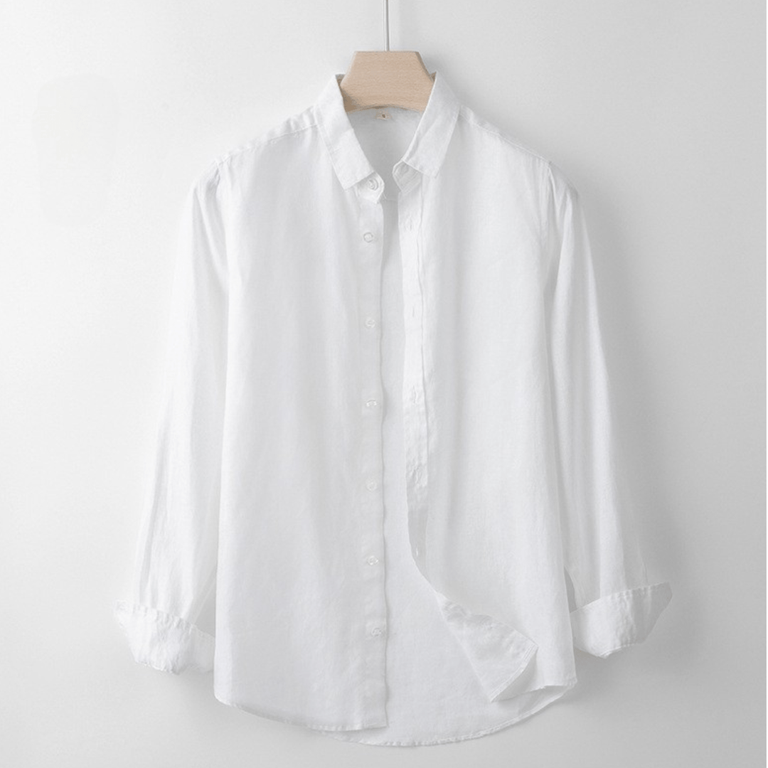 Levoire | Chemise En Lin Respirant Avec Patte De Boutonnage Blanc