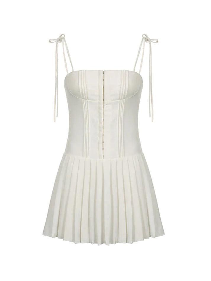 Levoire | Robe Mini Plissée À La Poitrine Lacée