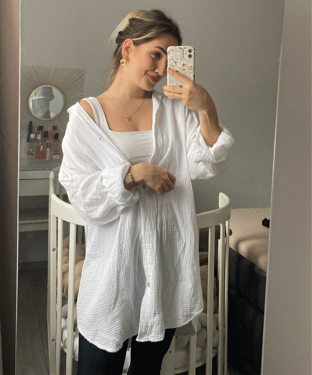 Levoire | Blanc Musselini Chemise Longue