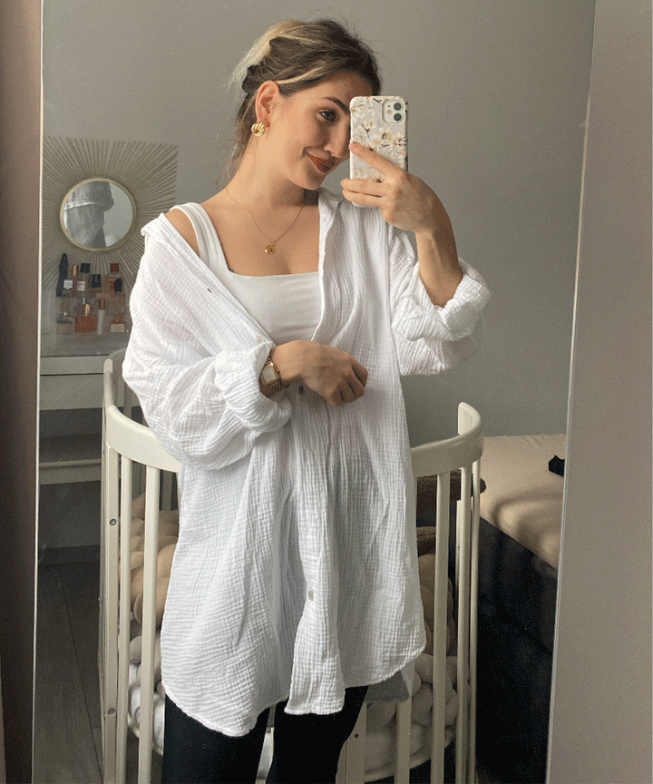 Levoire | Blanc Musselini Chemise Longue