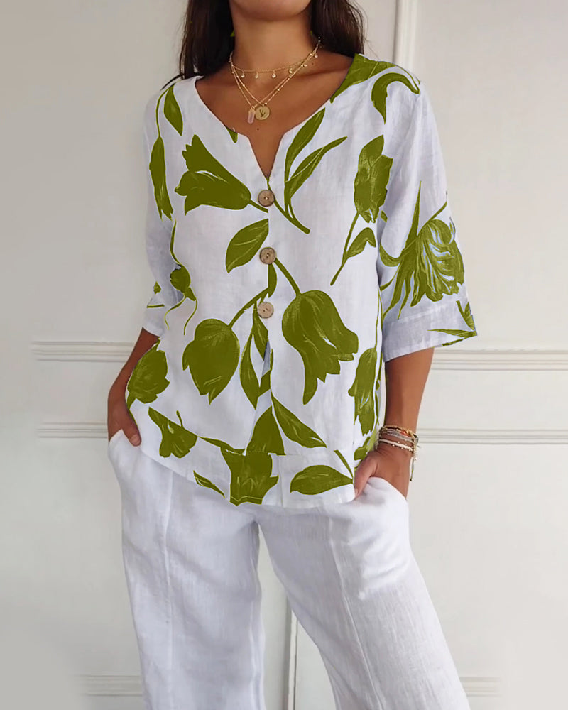 Levoire | Femmes Haut À Imprimé Floral Vert