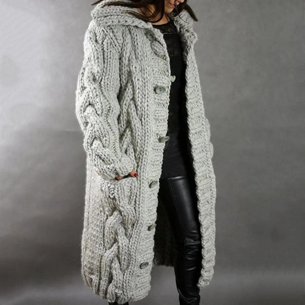 Gallanto - Manteau en tricot douillet pour femmes Gris argenté
