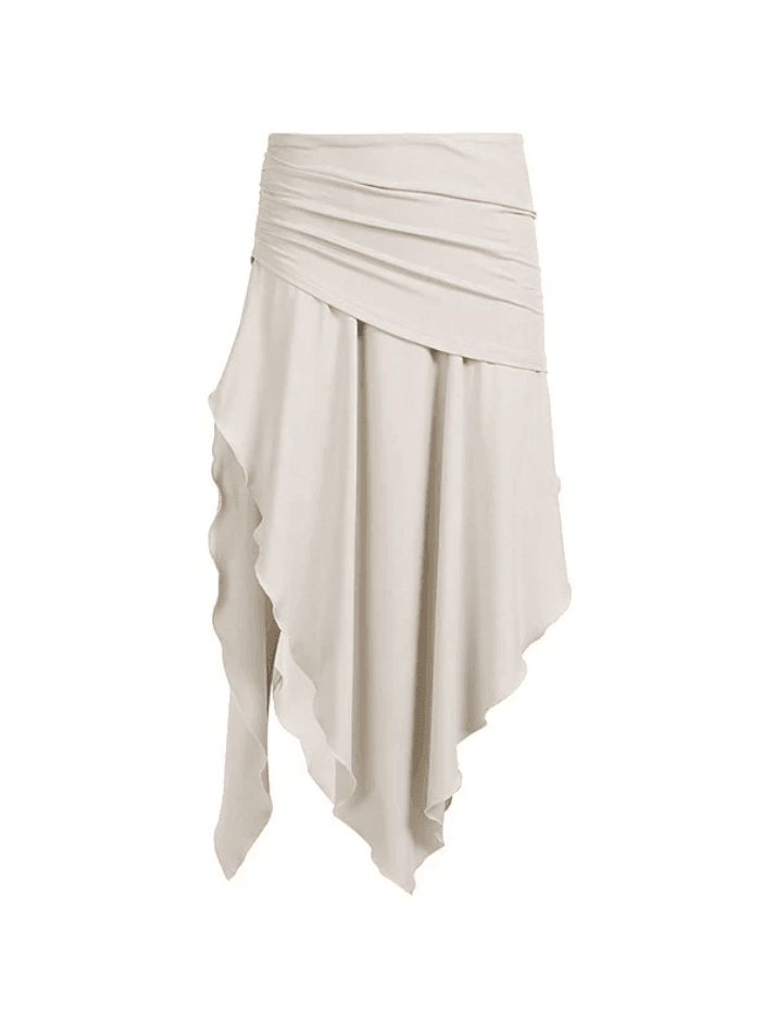 Levoire | Jupe Midi Basse Taille Design Irrégulier À Fente Froncée