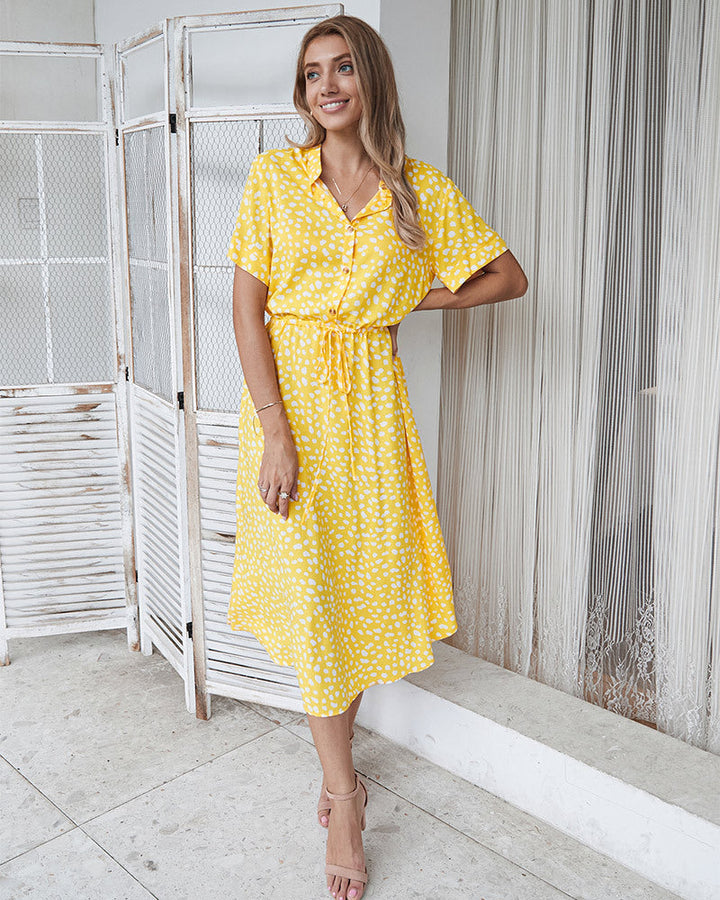 Levoire | Robe D'Été Midi Style Bohémien Jaune