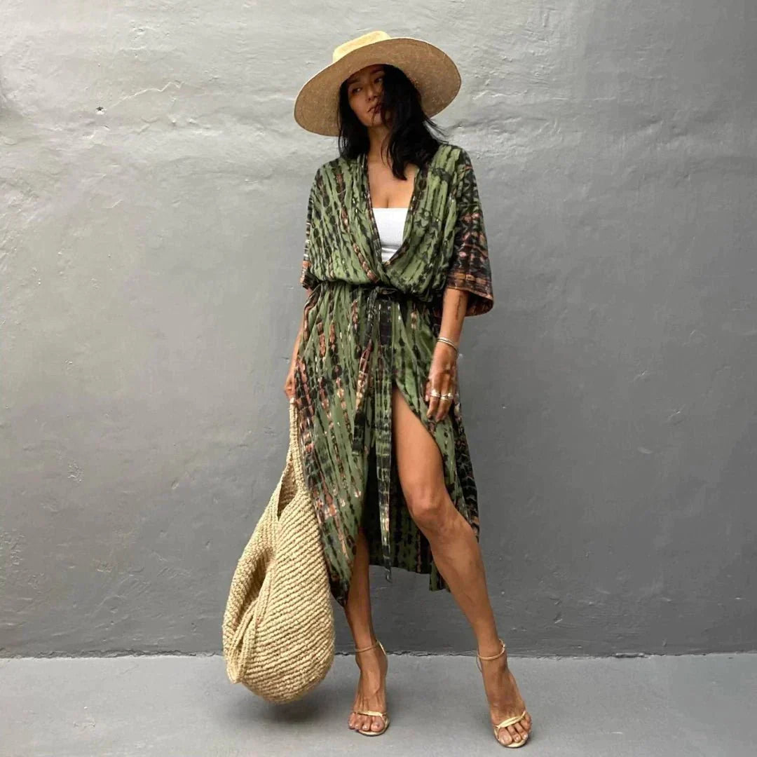 Levoire | Élégant kimono robe femme - Vert Vert Taille unique