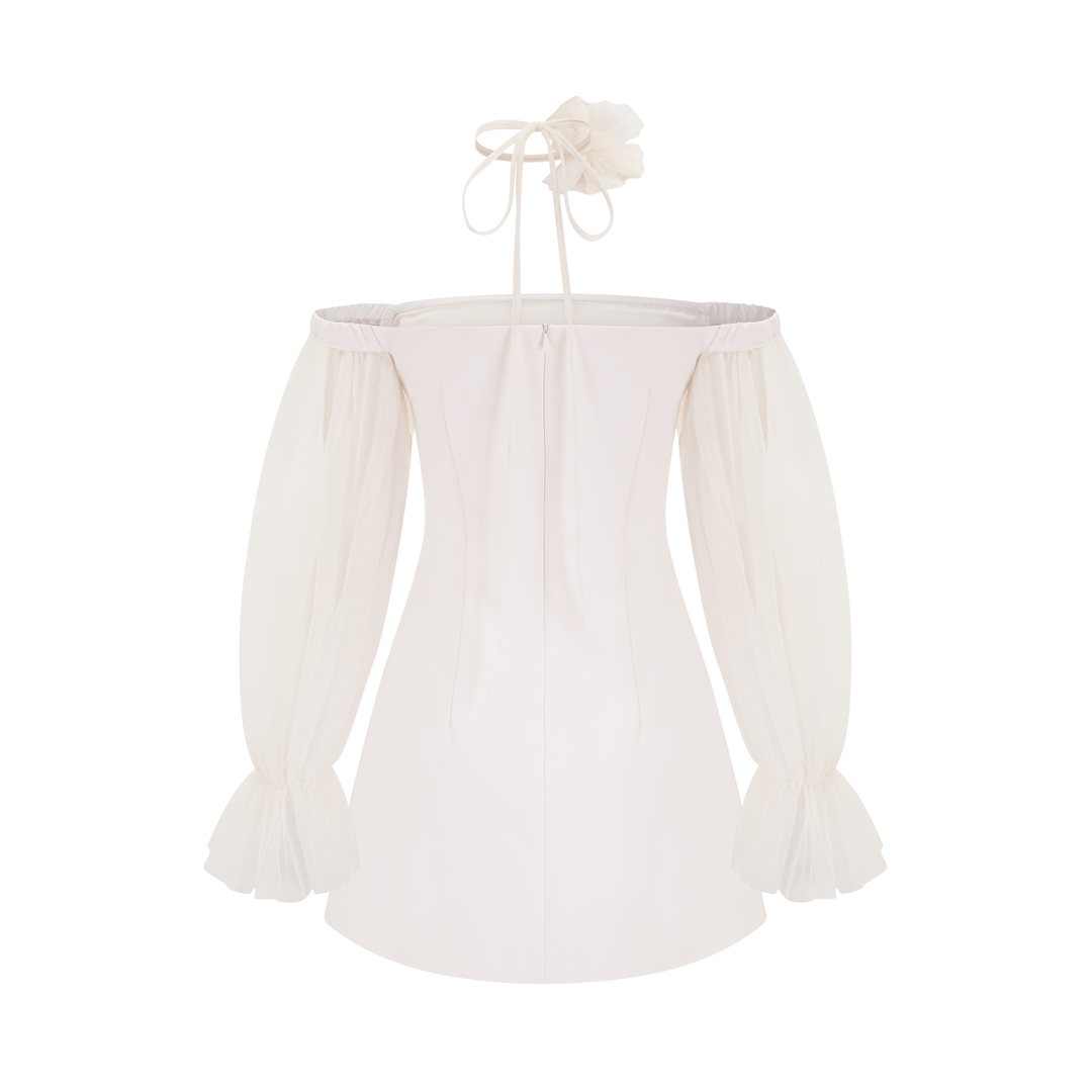 Levoire | Robe Mini À Bretelles Fleur Blanche
