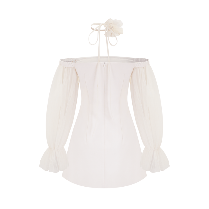 Levoire | Robe Mini À Bretelles Fleur Blanche