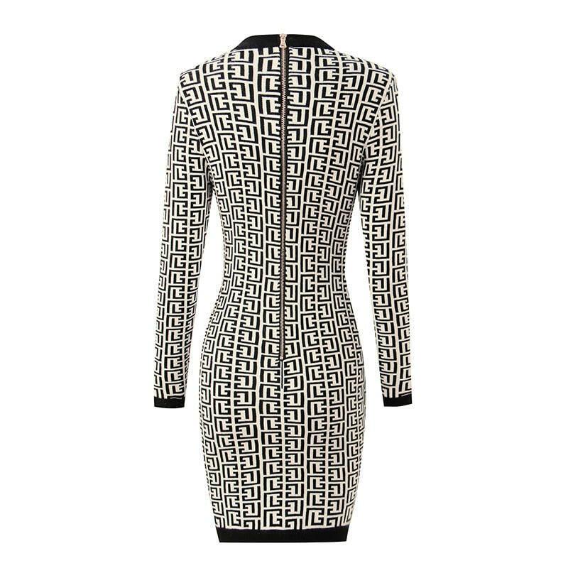 Levoire | Motif Géométrique Robe À Col En Maille Confortable