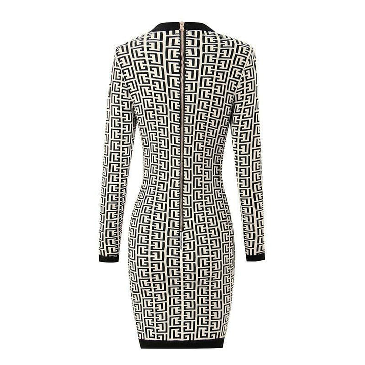 Levoire | Motif Géométrique Robe À Col En Maille Confortable