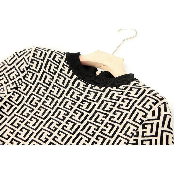 Levoire | Motif Géométrique Robe À Col En Maille Confortable