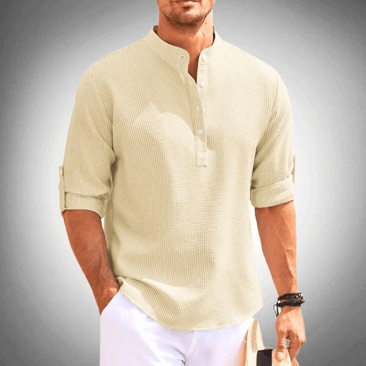 Levoire | Chemise Demi-Col Décontracté Homme Beige