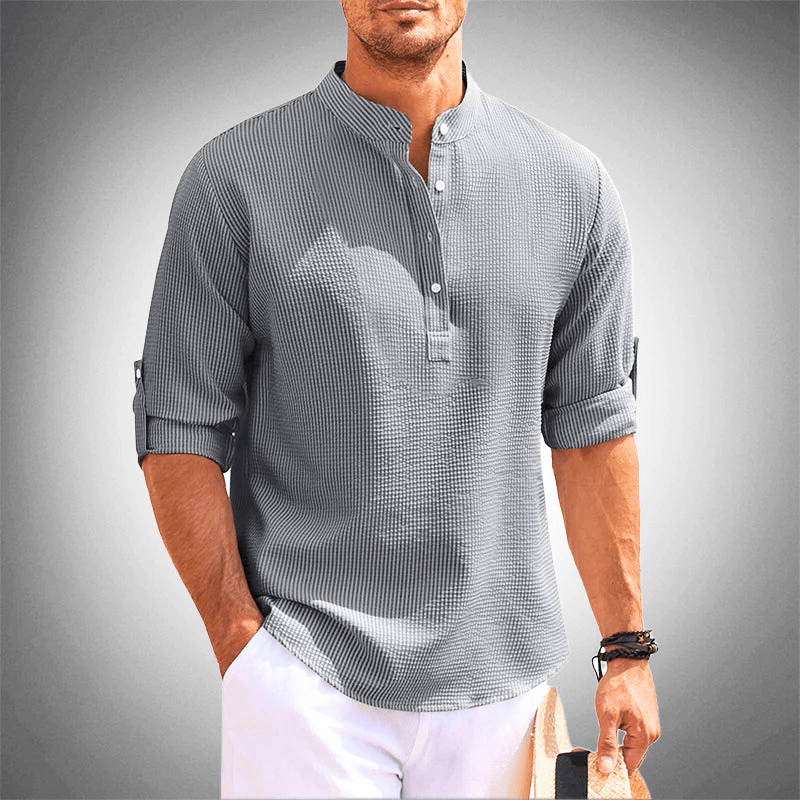 Levoire | Chemise Demi-Col Décontracté Homme Gris