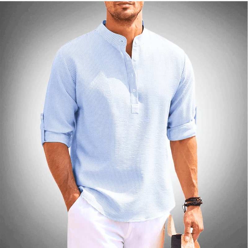 Levoire | Chemise Demi-Col Décontracté Homme Bleu