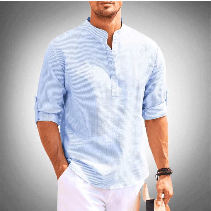 Levoire | Chemise Demi-Col Décontracté Homme Bleu