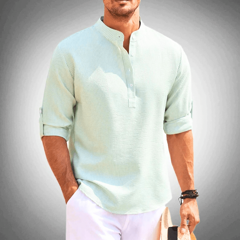 Levoire | Chemise Demi-Col Décontracté Homme Vert clair