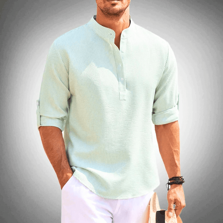 Levoire | Chemise Demi-Col Décontracté Homme Vert clair
