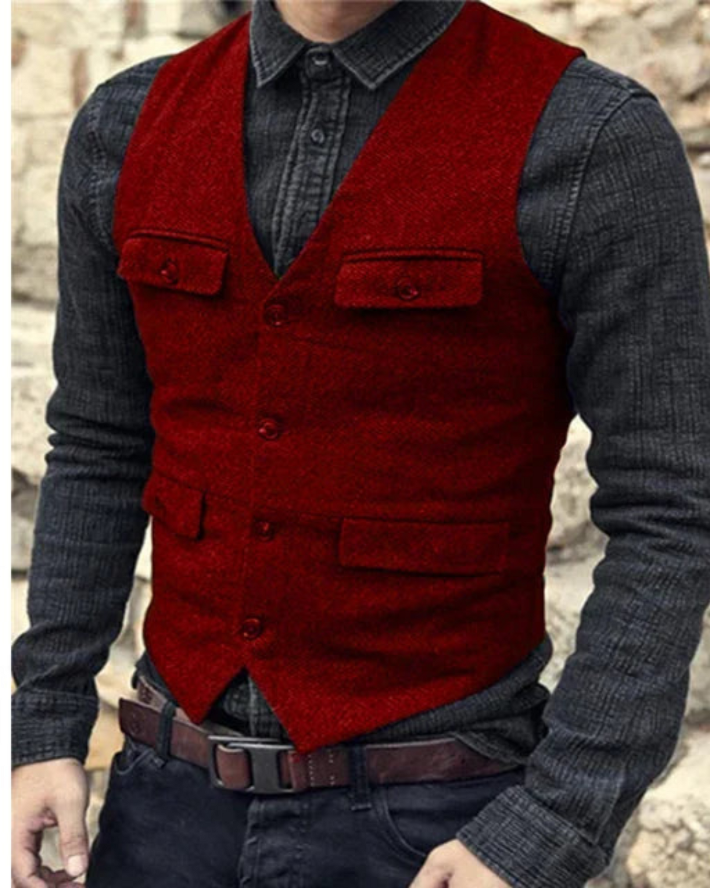 Levoire | Col Montant Sans Manches Coupe Ajustée Gilet De Costume Rot