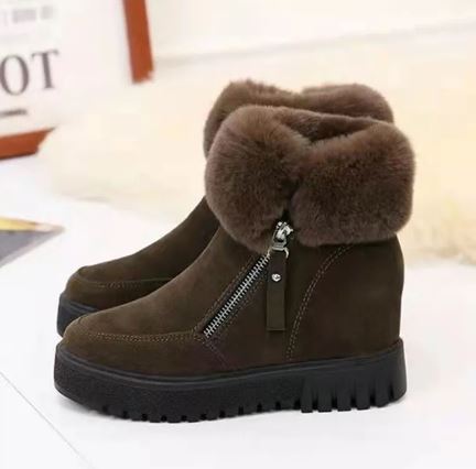 Levoire | Bottes En Peluche Confortables Et Antidérapantes Avec Fermeture Éclair Khaki