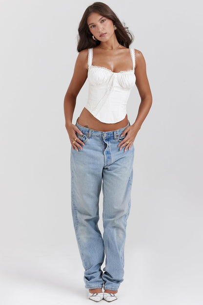 Levoire | Corset En Dentelle Blanche Avec Des Détails Romantiques