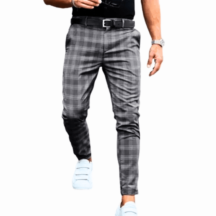 Levoire | Pantalon Carreaux Chic Homme Gris foncé