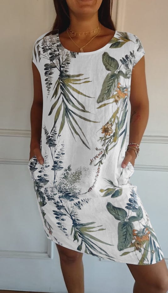 Levoire | Confortable col rond robe Blanc Vert