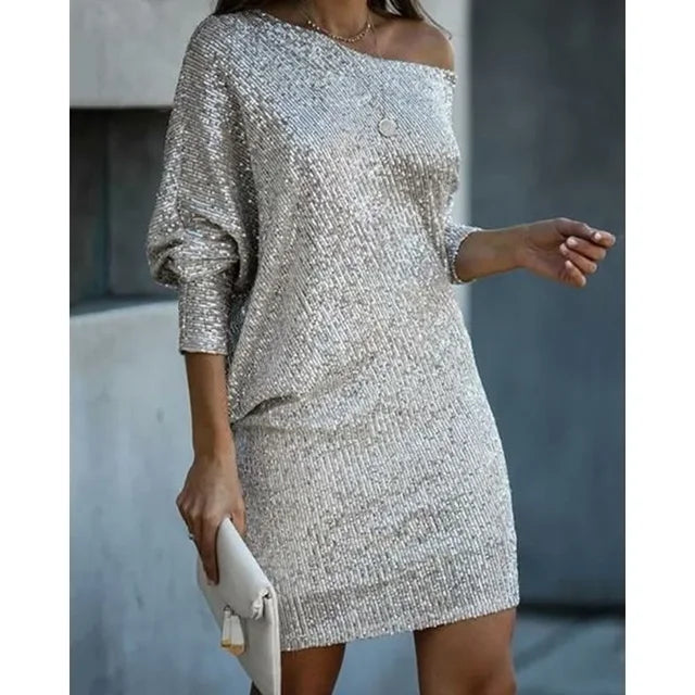 Levoire | Robe Mini À Une Épaule Robe Glamour Pour Occasions Festives Argent