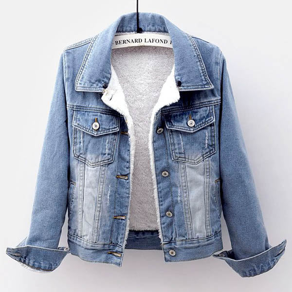 Levoire | Veste en jean doublée chaude Bleu clair