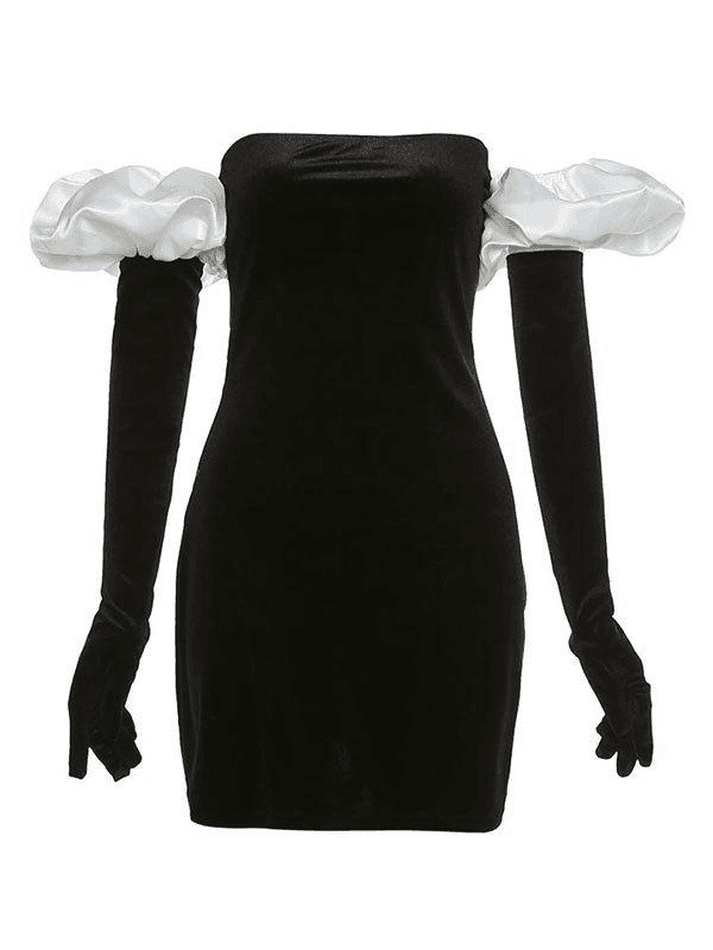 Levoire | Gants Détails Manches Bouffantes Robe Mini De Fête Blanc