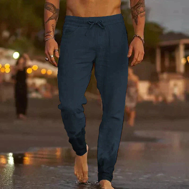 Levoire | Pantalon En Lin Pour Hommes bleu foncé