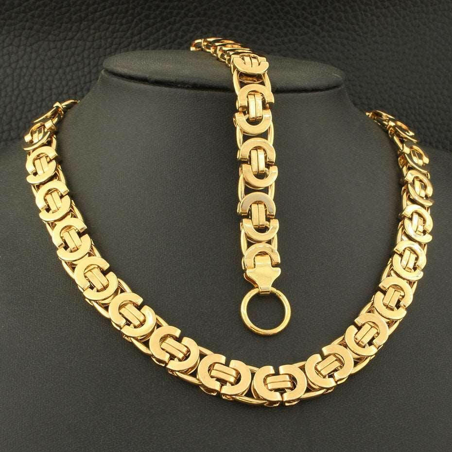Levoire | Collier En Or & Duo De Bracelet Élégant & Sophistiqué Couleur or en métal avec bracelet Largeur-11mm 45cm