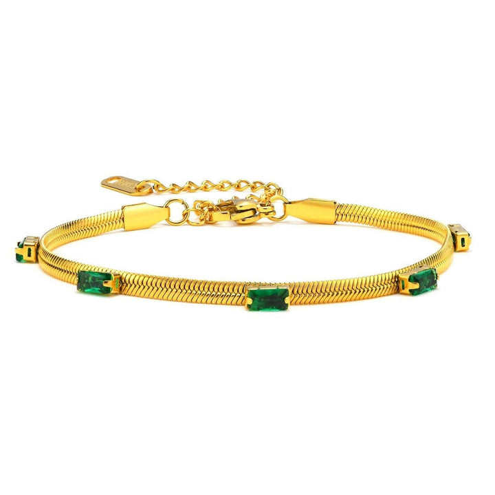 Levoire | Ensemble De Bijoux En Chaîne Serpent En Or Avec Zircon Cubique Bracelet avec vert