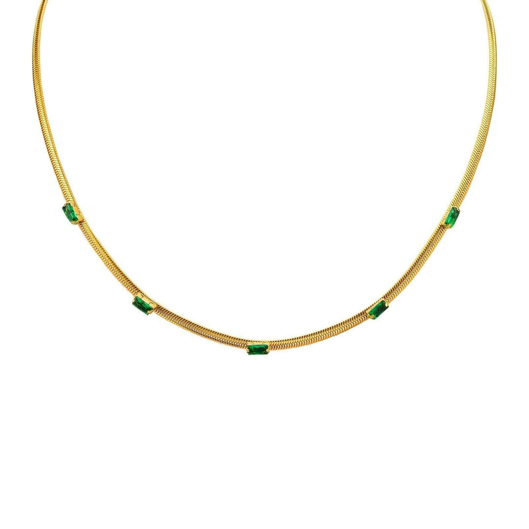 Levoire | Ensemble De Bijoux En Chaîne Serpent En Or Avec Zircon Cubique Collier avec vert