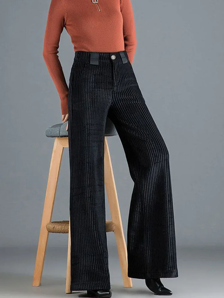 Levoire | Pantalons En Soie Rayés En Velours À Jambe Large Pour Femmes