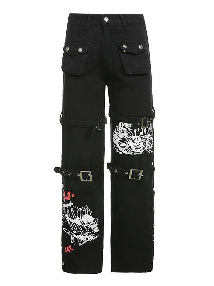 Levoire | Goth Metal Boucles Sacs Pantalons Cargo