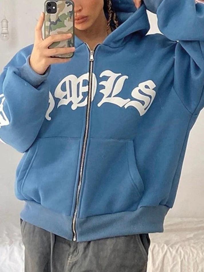 Levoire | Sweat À Capuche Zippé Graphique Lettre Gothique