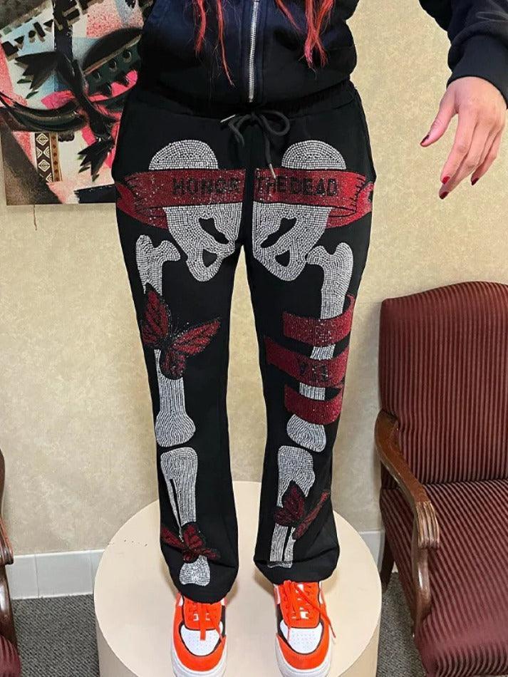 Levoire | Pantalons De Survêtement En Impression Strass Crâne Gothique