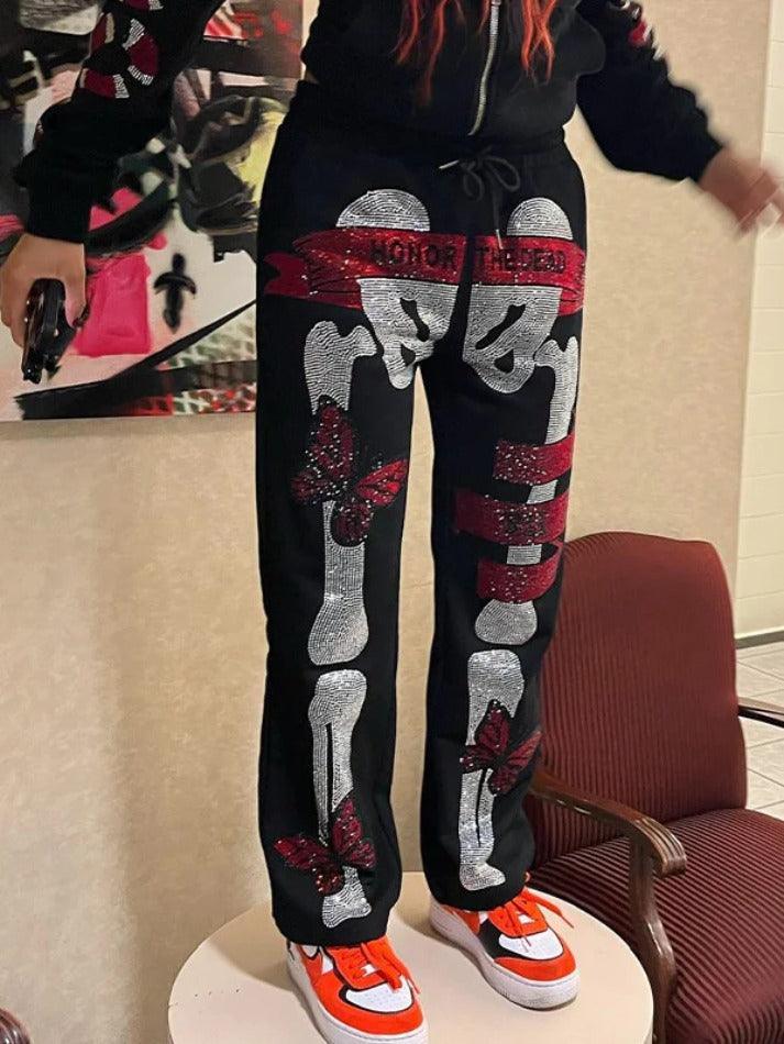 Levoire | Pantalons De Survêtement En Impression Strass Crâne Gothique