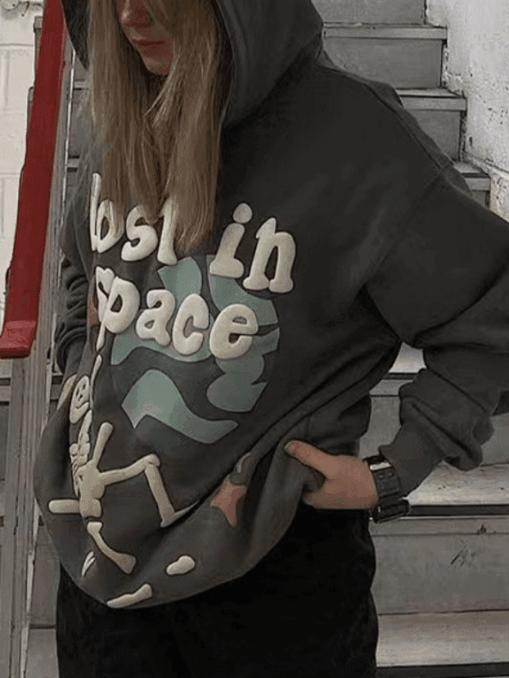 Levoire | Graffiti Lettres Crâne Graphique Sweat À Capuche Gris
