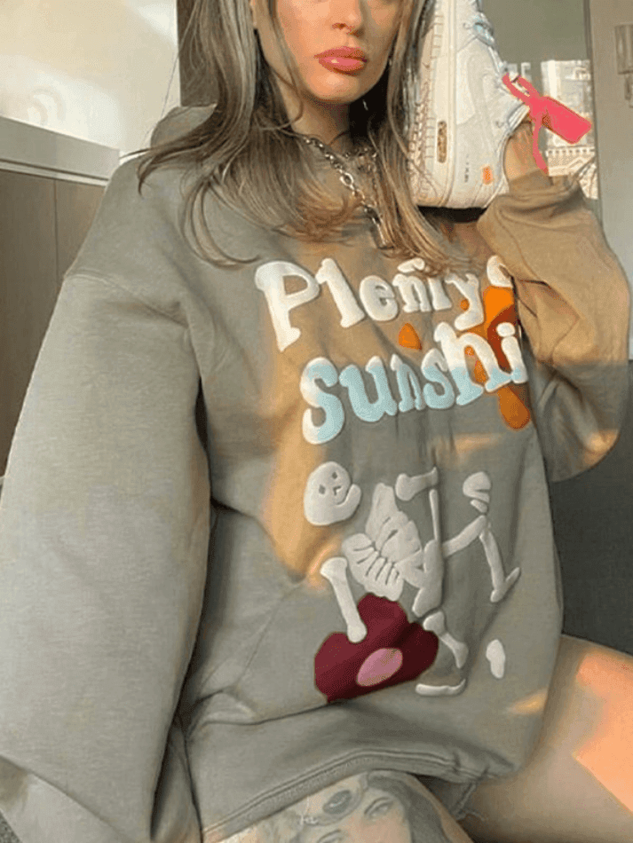Levoire | Graffiti Lettres Crâne Graphique Sweat À Capuche Beige
