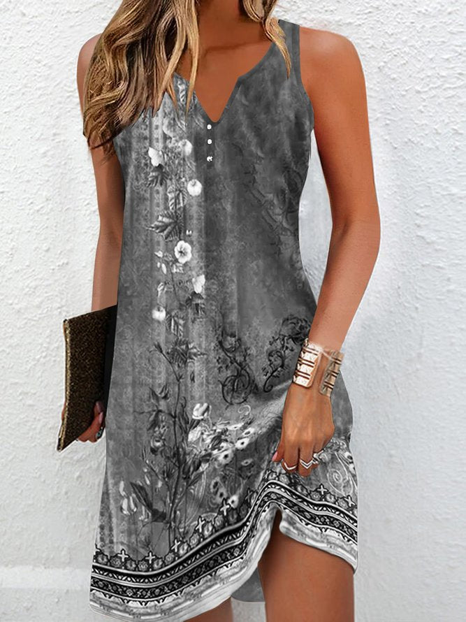 Levoire | Robe Mini Décolleté V Boutonnée Été Gris foncé