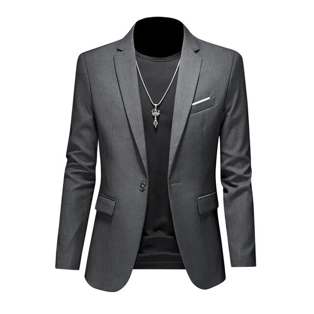 Levoire | Veste Pour Hommes Slim Fit À Un Bouton Vêtements Formels Gris